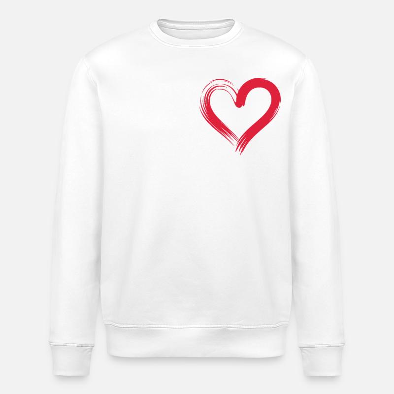 Herzschlag Linie mit rotem Herz - Stanley/Stella Unisex Bio-Sweatshirt ROLLER - Weiß