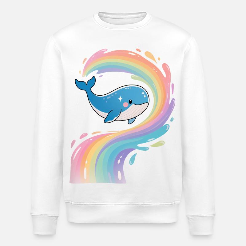 🐳 Regenbogenwal - Magisch - Stanley/Stella Unisex Bio-Sweatshirt ROLLER - Weiß
