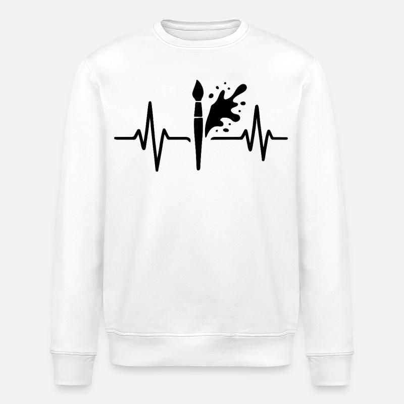 Farbroller Heartbeat Line DIY Farbdesign - Stanley/Stella Unisex Bio-Sweatshirt ROLLER - Weiß