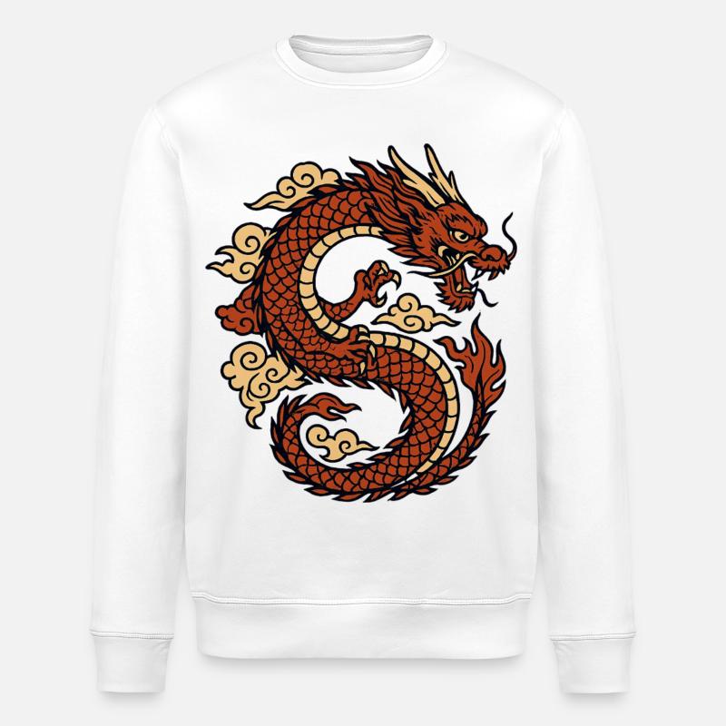 Chinese Dragon Mythical Red - Stanley/Stella Unisex Bio-Sweatshirt ROLLER - Weiß