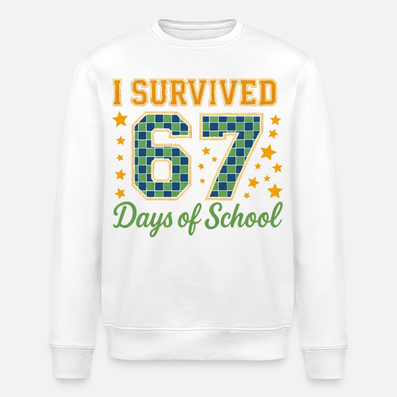 Survivre à 67 jours d’école - Sweat bio ROLLER Stanley/Stella Unisexe - blanc
