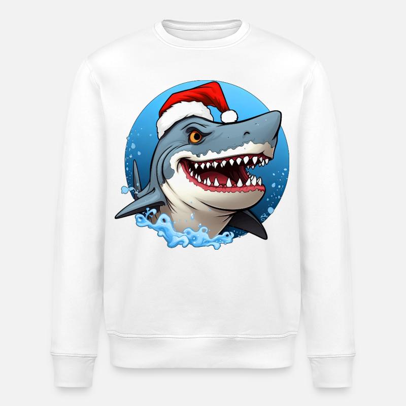 Requin Père Noël - Sweat bio ROLLER Stanley/Stella Unisexe - blanc
