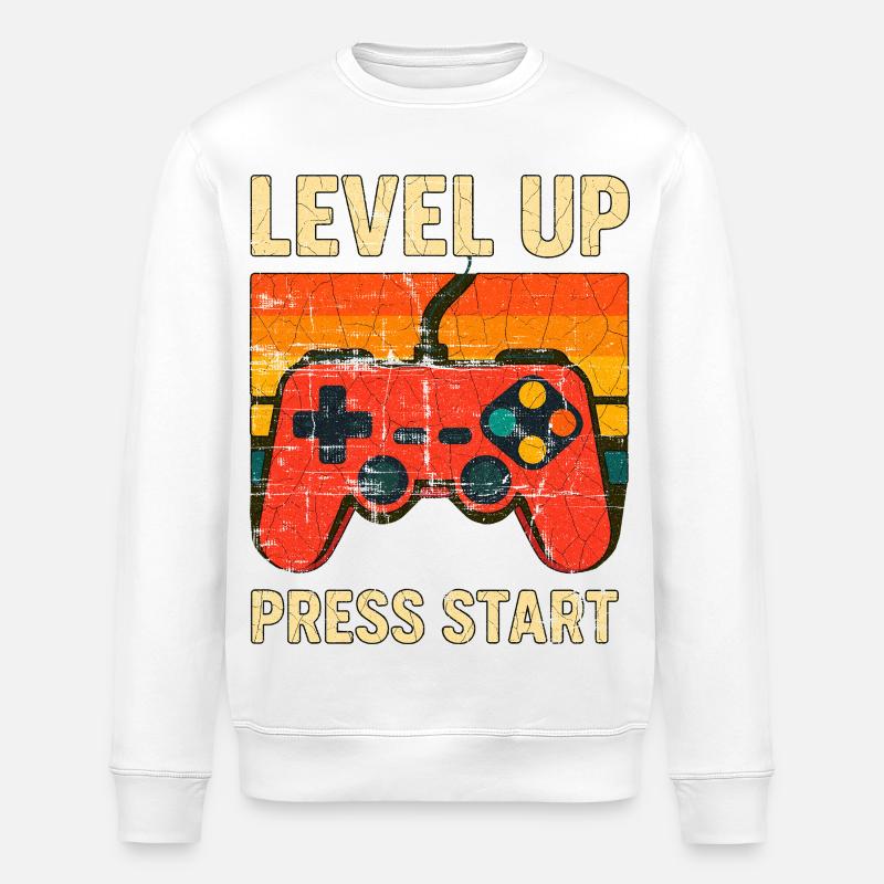 Montée de niveau Rétro Controller Art - Sweat bio ROLLER Stanley/Stella Unisexe - blanc