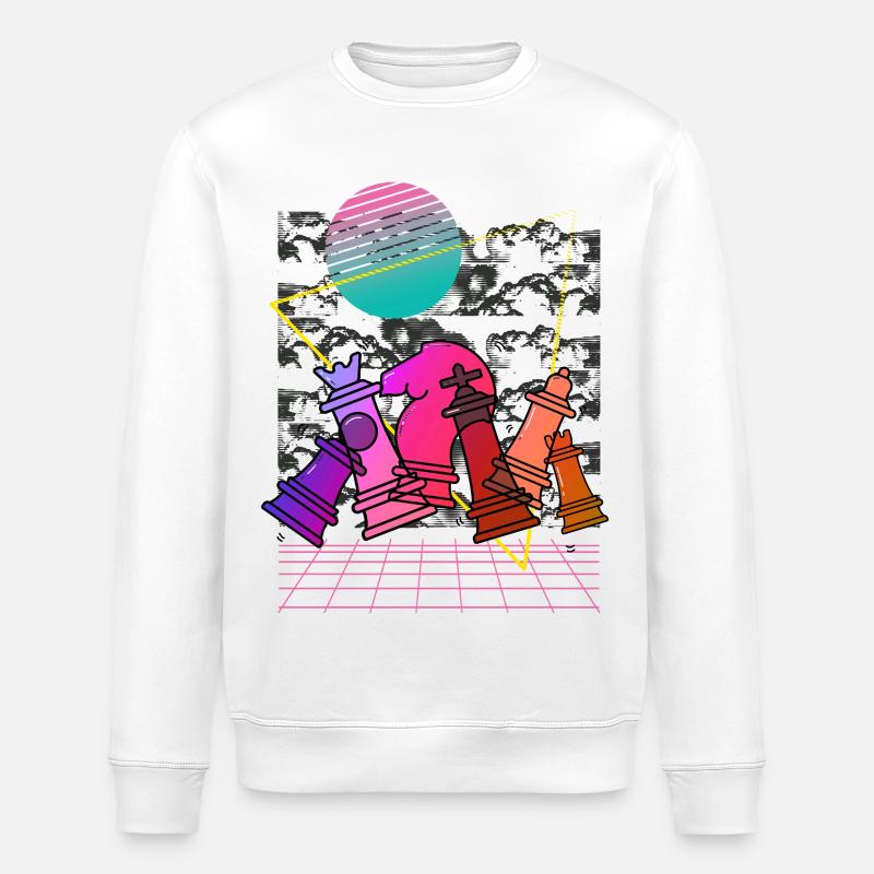 Neon-Schach Kollage - Stanley/Stella Unisex Bio-Sweatshirt ROLLER - Weiß
