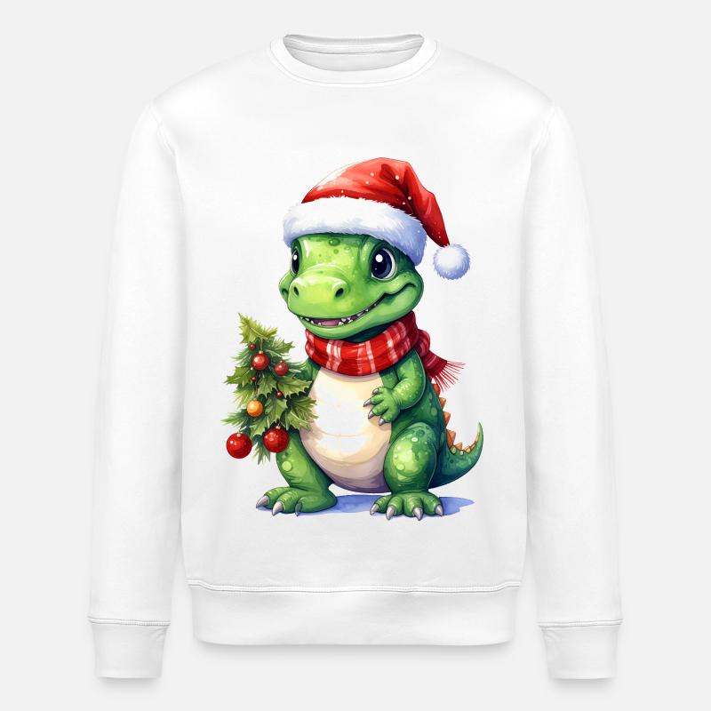 Dino mignon adapté pour Noël - Sweat bio ROLLER Stanley/Stella Unisexe - blanc