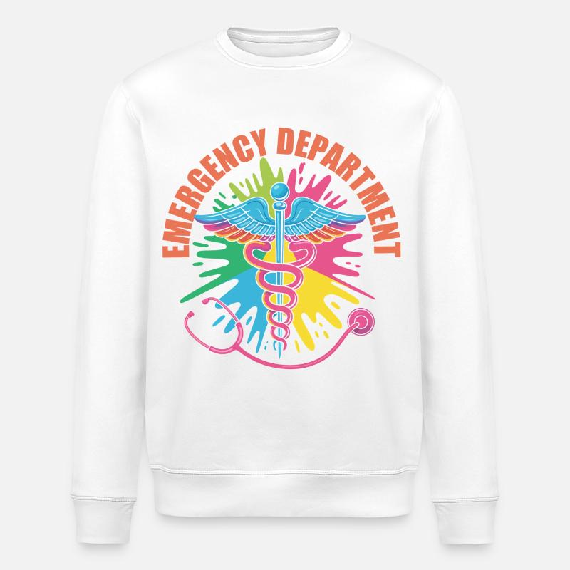 Buntes Notfall Emblem - Stanley/Stella Unisex Bio-Sweatshirt ROLLER - Weiß