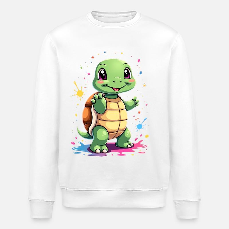 Schildkröte Farbspritzer Spaß - Stanley/Stella Unisex Bio-Sweatshirt ROLLER - Weiß