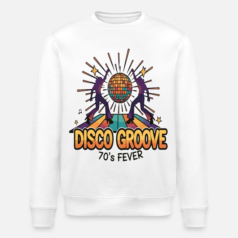 Disco Groove 70er Fever - Stanley/Stella Unisex Bio-Sweatshirt ROLLER - Weiß