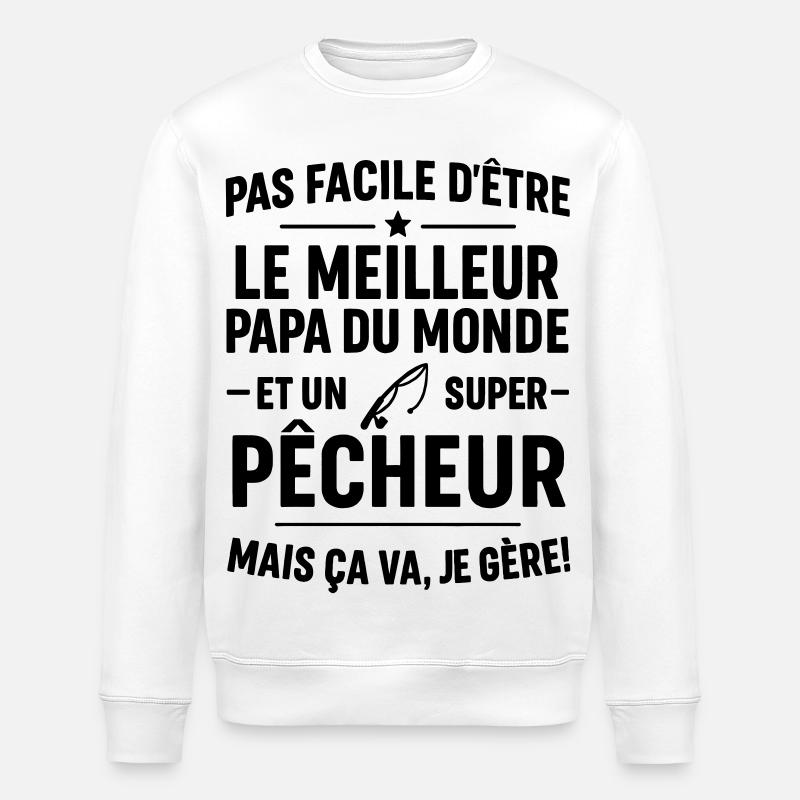 Pêche – Super Papa Pêcheur - Sweat bio ROLLER Stanley/Stella Unisexe - blanc