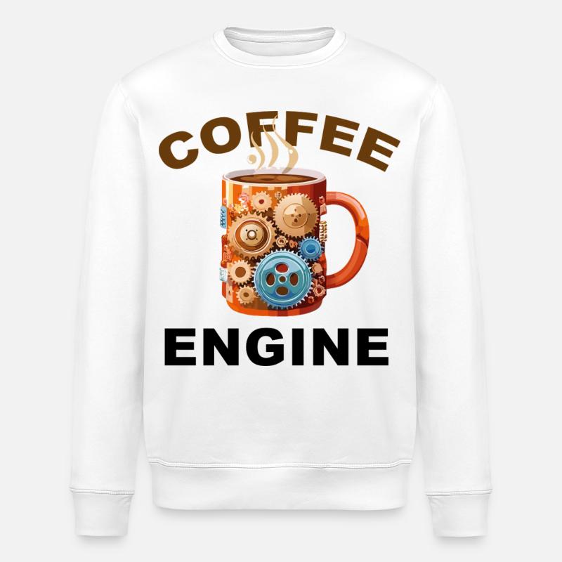 Moteur de Café - Café Drôle - Sweat bio ROLLER Stanley/Stella Unisexe - blanc