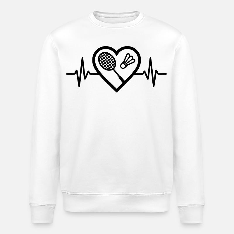 Cœur + Badminton – Passion du Badminton - Sweat bio ROLLER Stanley/Stella Unisexe - blanc