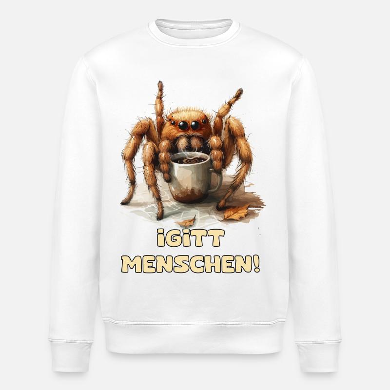 Coffee Spider Wit - Stanley/Stella ROLLER Unisex Organic Sweatshirt - white