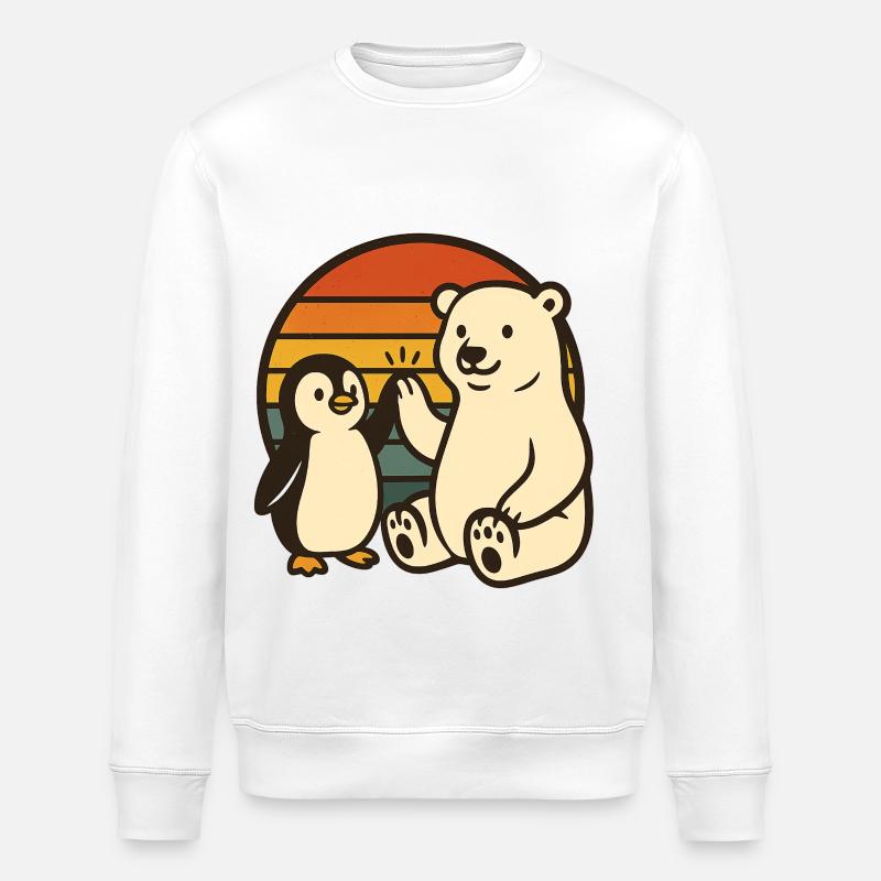 Polar bear and penguin - Stanley/Stella ROLLER Unisex Organic Sweatshirt - white