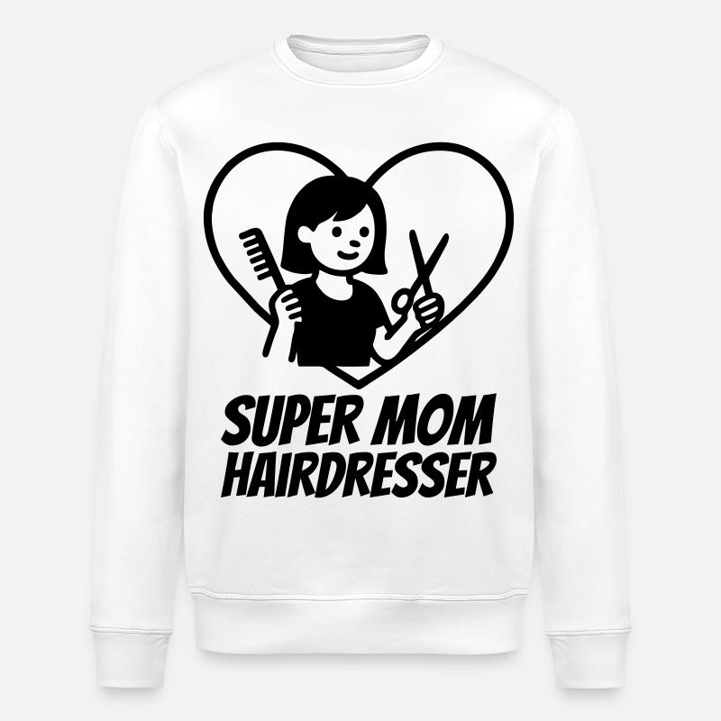 Super Maman Coiffeuse – Cœur Ciseaux - Sweat bio ROLLER Stanley/Stella Unisexe - blanc