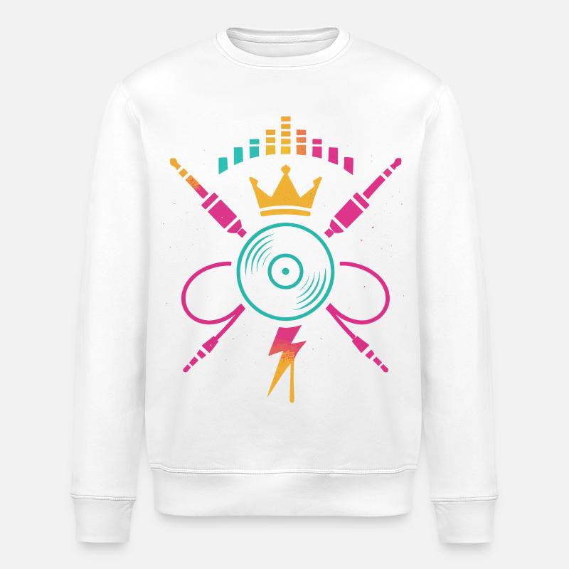 Câbles vinyle néon, son Power DJ - Sweat bio ROLLER Stanley/Stella Unisexe - blanc