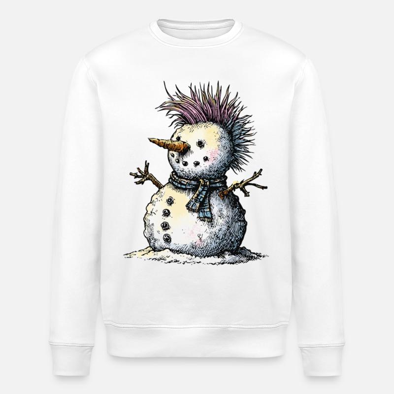 Punk Schneemann Winter Humor - Stanley/Stella Unisex Bio-Sweatshirt ROLLER - Weiß