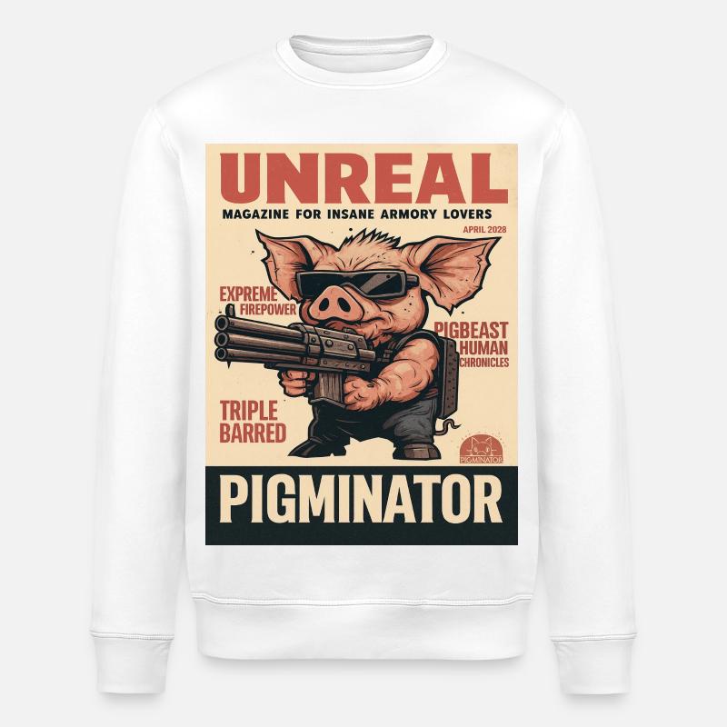 Enveloppe rétro d’arme Pigminator - Sweat bio ROLLER Stanley/Stella Unisexe - blanc