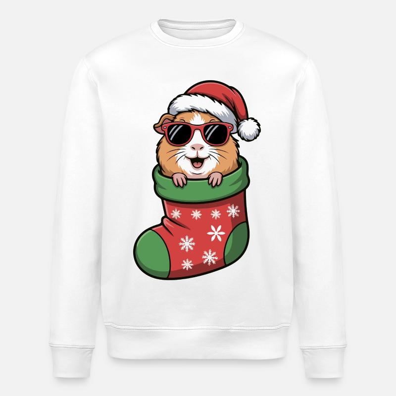 Hamster im Weihnachtsstiefel - Stanley/Stella Unisex Bio-Sweatshirt ROLLER - Weiß