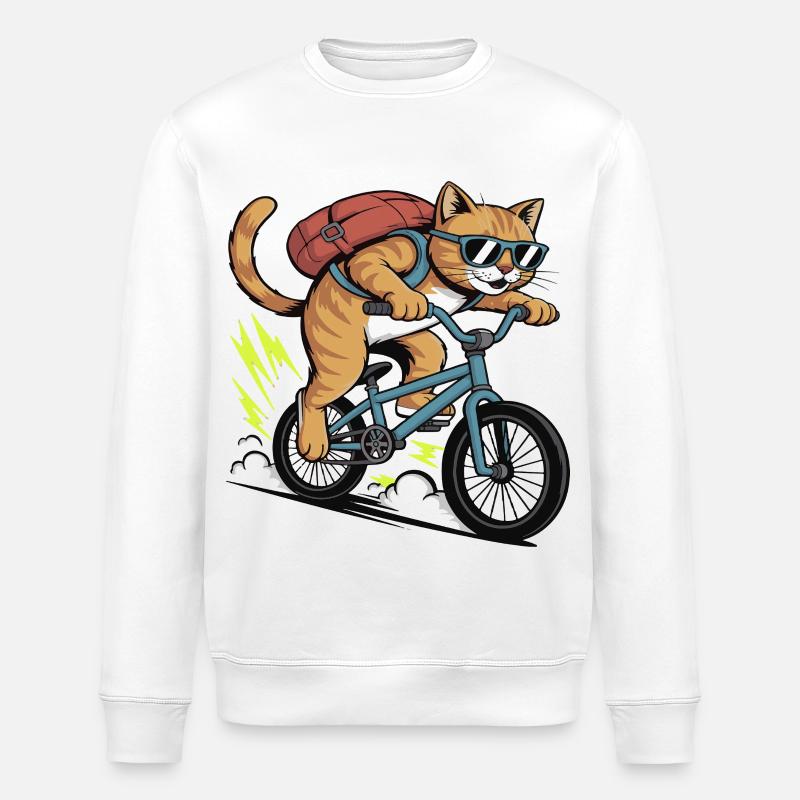 Aventure à moto cool des chats - Sweat bio ROLLER Stanley/Stella Unisexe - blanc