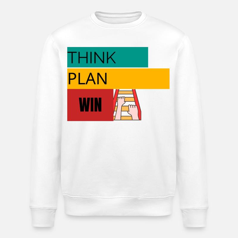 THINK · PLAN · WIN – Motivational T-Shirt - Stanley/Stella ROLLER Unisex Organic Sweatshirt - white