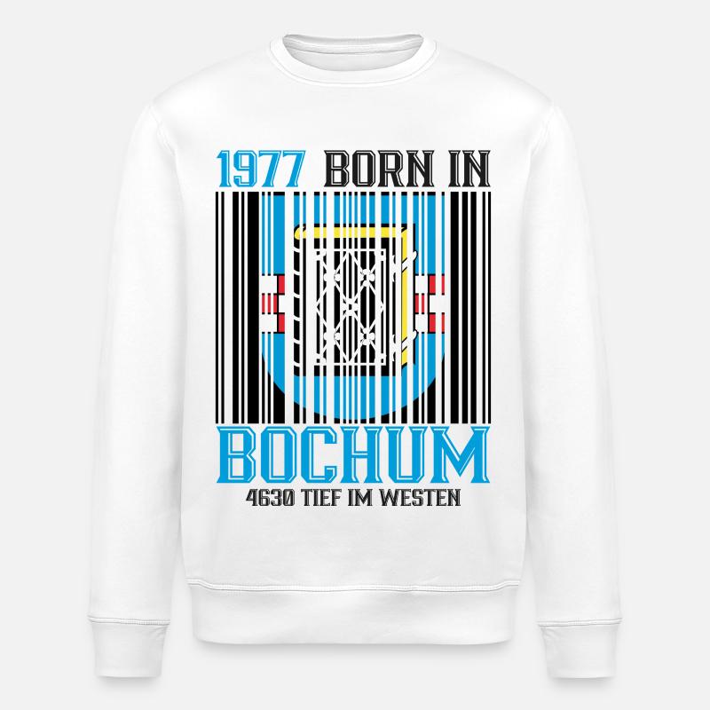 1977 Bochum Shield Barcode - Stanley/Stella ROLLER Unisex Organic Sweatshirt - white