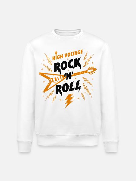 Hochspannungs-Rock'n'Roll-Gitarre - Stanley/Stella Unisex Bio-Sweatshirt ROLLER - Weiß