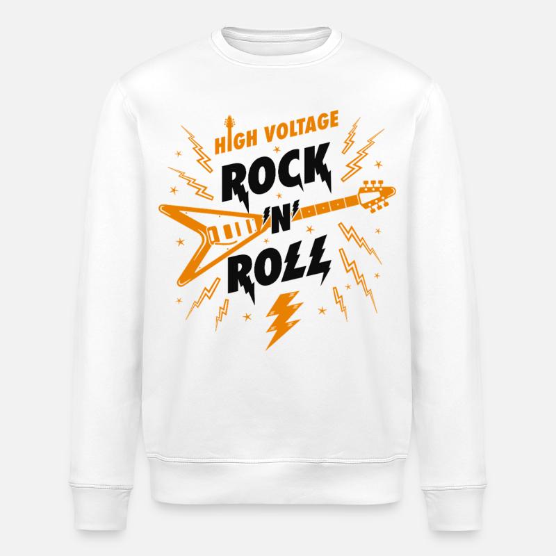 Hochspannungs-Rock'n'Roll-Gitarre - Stanley/Stella Unisex Bio-Sweatshirt ROLLER - Weiß