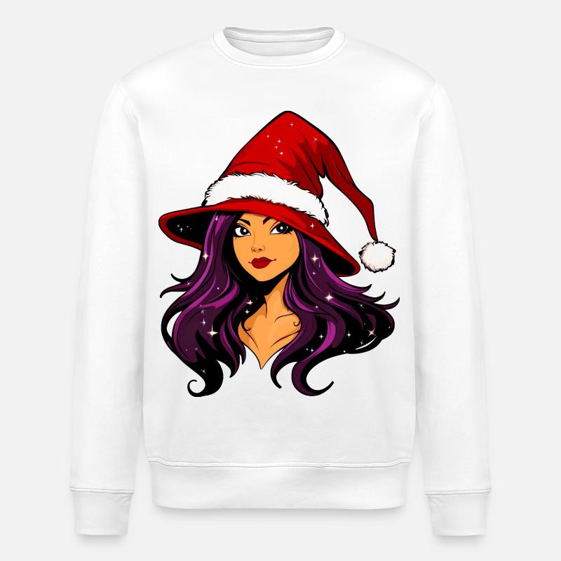 Hexe Weihnachtsfrau - Stanley/Stella Unisex Bio-Sweatshirt ROLLER - Weiß