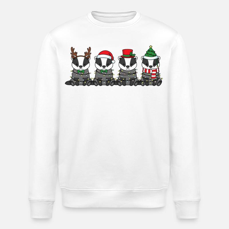 Dachs Weihnachtsmann Weihnachtsbeleuchtung - Stanley/Stella Unisex Bio-Sweatshirt ROLLER - Weiß