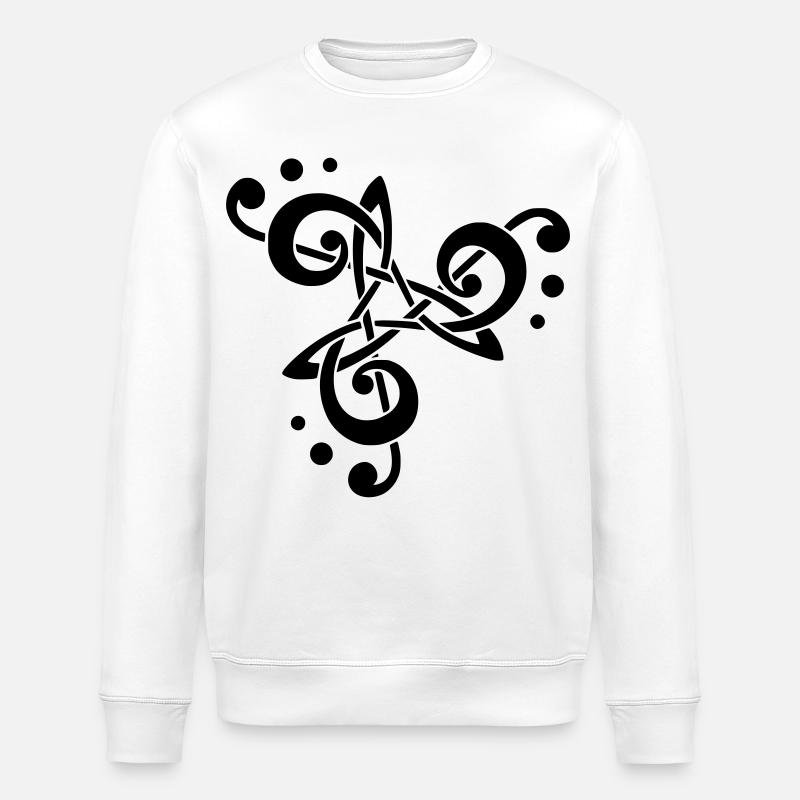 musical note in triskelion - Stanley/Stella ROLLER Unisex Organic Sweatshirt - white
