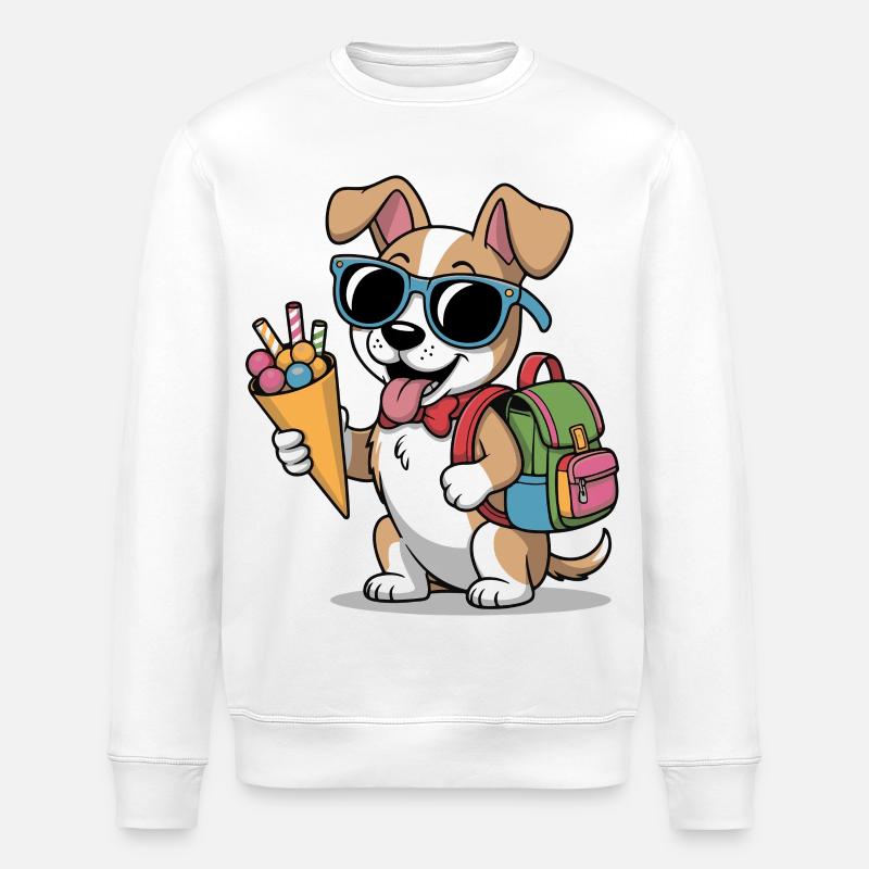 Eisliebender Hund mit Rucksack - Stanley/Stella Unisex Bio-Sweatshirt ROLLER - Weiß