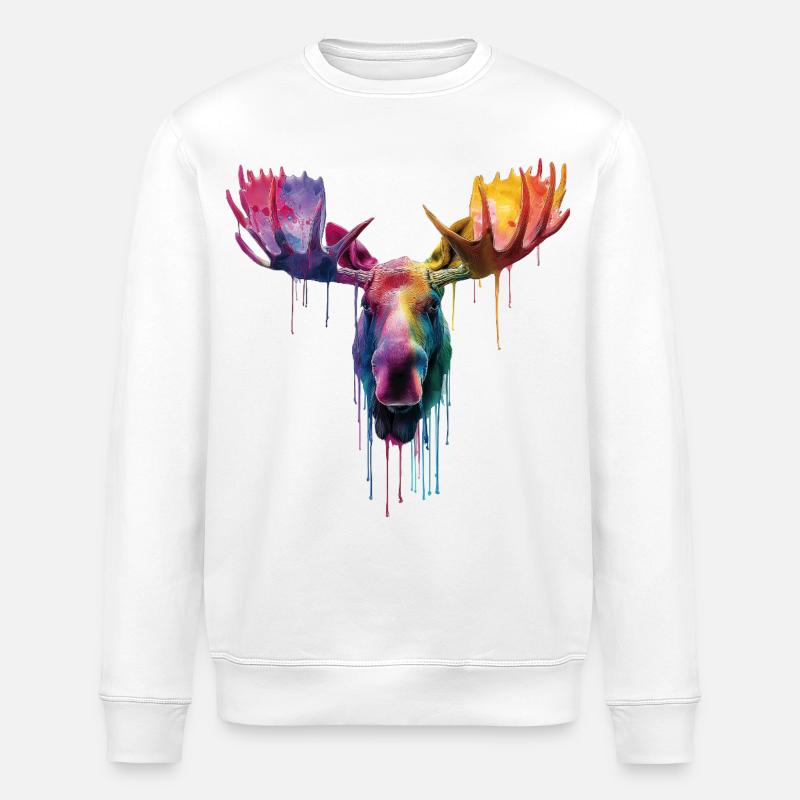 Elch Elchkopf - Stanley/Stella Unisex Bio-Sweatshirt ROLLER - Weiß