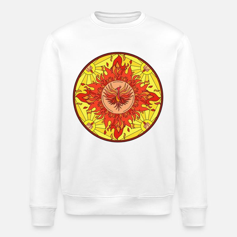 Flammender Phönix im Sonnenkreis - Stanley/Stella Unisex Bio-Sweatshirt ROLLER - Weiß