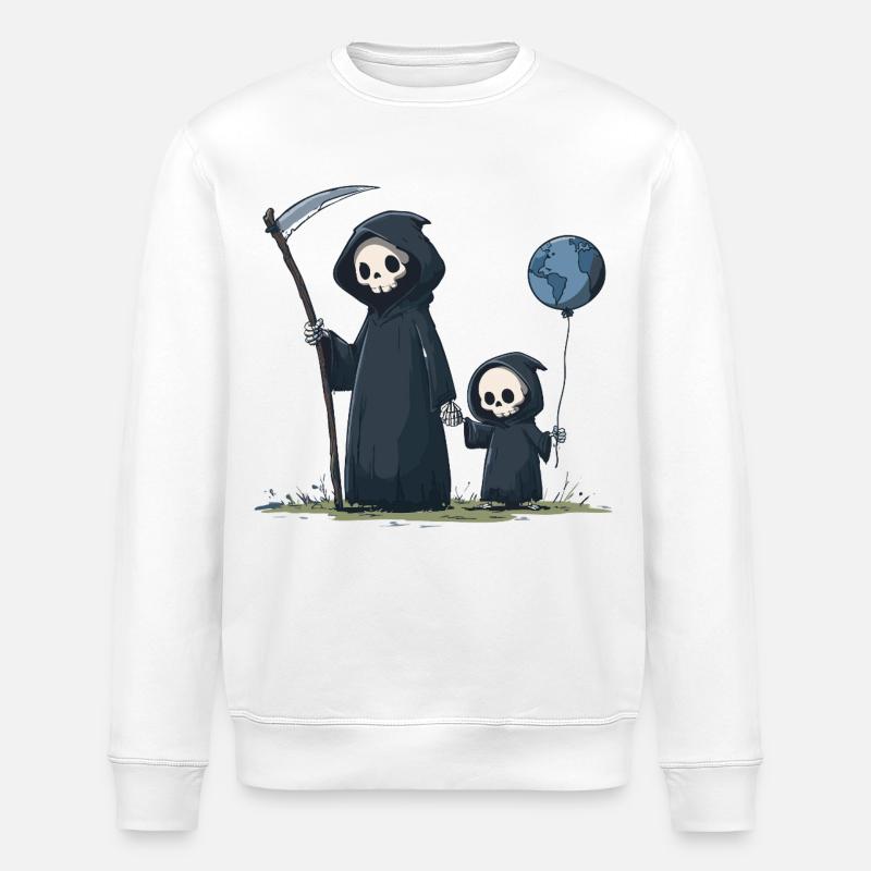 Faucheuse mignonne avec un enfant - Sweat bio ROLLER Stanley/Stella Unisexe - blanc