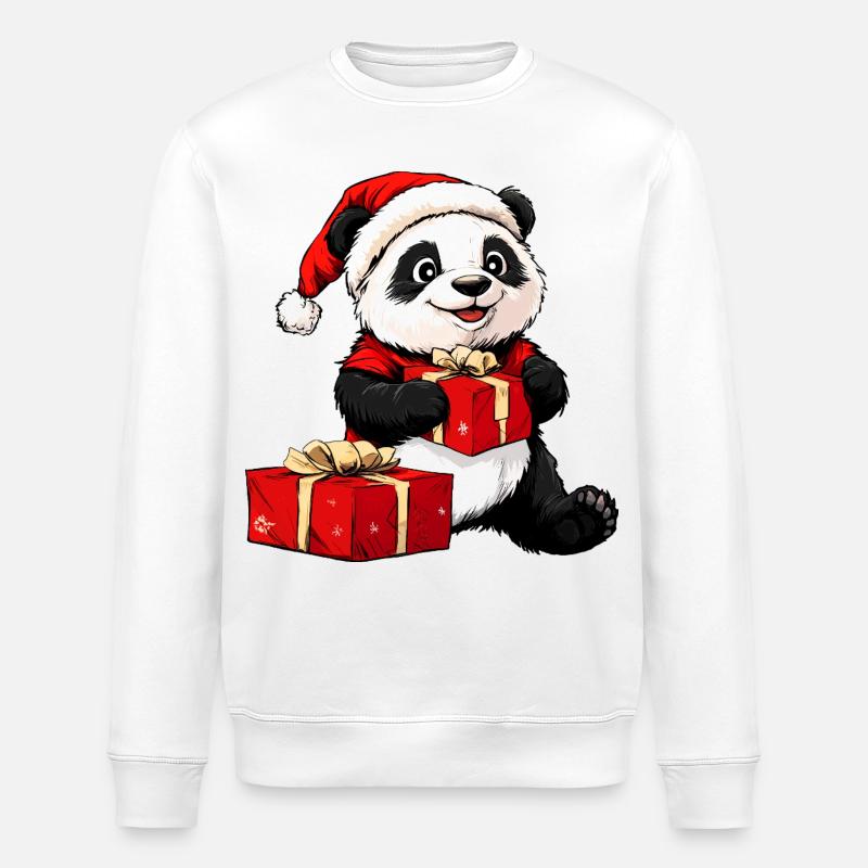 Panda Weihnachtsmann - Stanley/Stella Unisex Bio-Sweatshirt ROLLER - Weiß