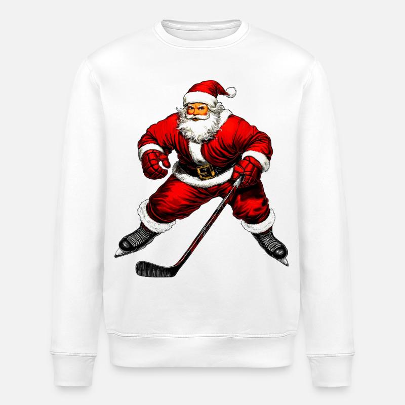 Weihnachten Eishockeyspieler - Stanley/Stella Unisex Bio-Sweatshirt ROLLER - Weiß