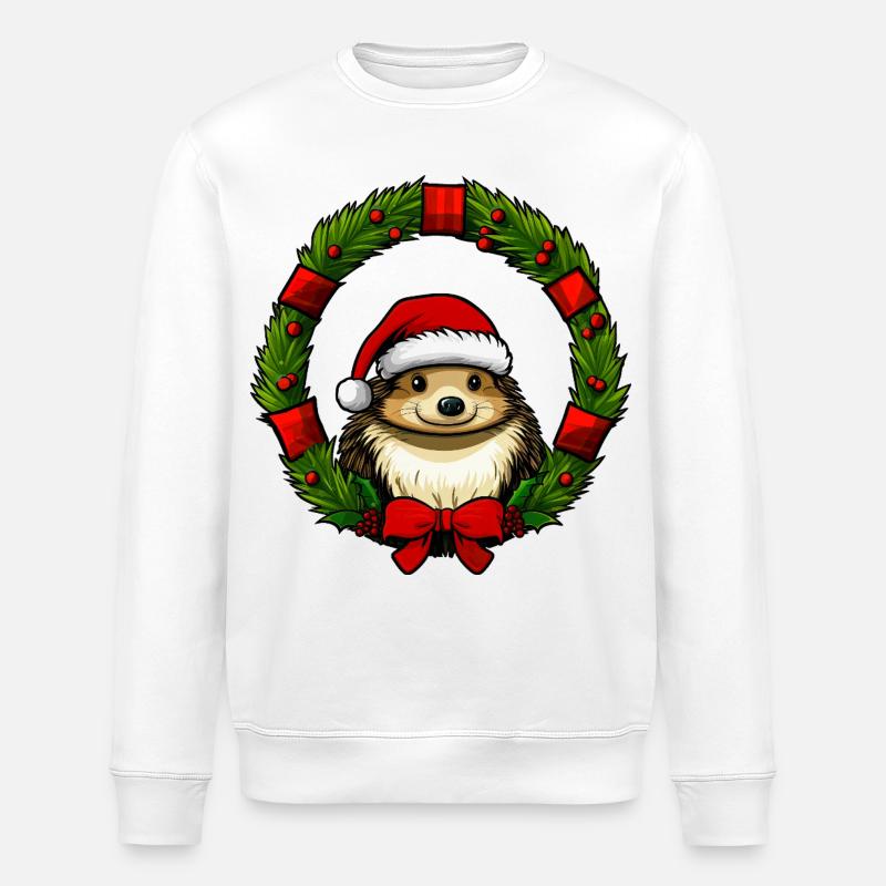 Weihnachten Igel - Stanley/Stella Unisex Bio-Sweatshirt ROLLER - Weiß