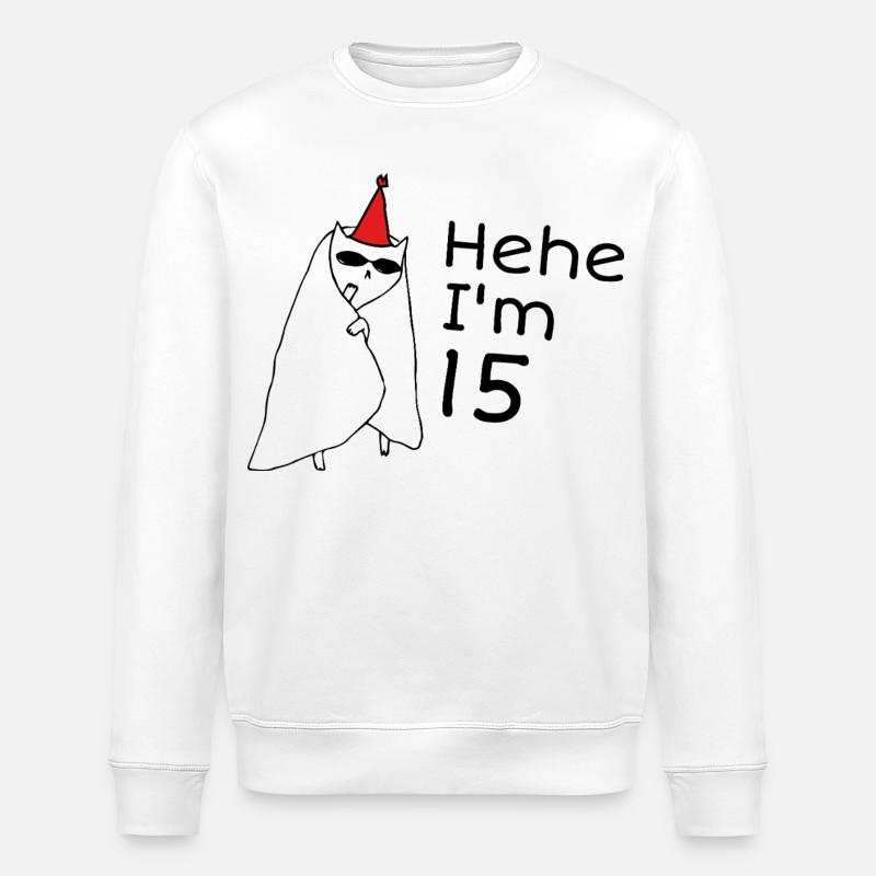 15th Anniversary - 15th Anniversary Gift - Stanley/Stella ROLLER Unisex Organic Sweatshirt - white