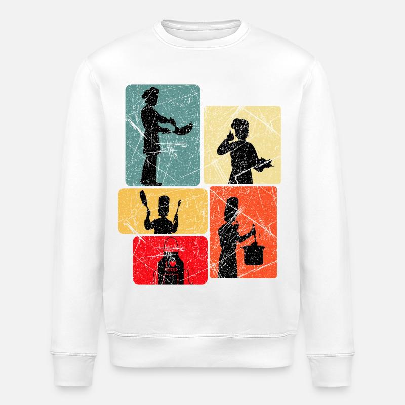 Kitchen Heroes Silhouettes Pattern - Stanley/Stella ROLLER Unisex Organic Sweatshirt - white