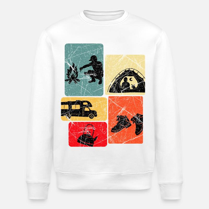Abenteuerabend Camping Silhouetten - Stanley/Stella Unisex Bio-Sweatshirt ROLLER - Weiß