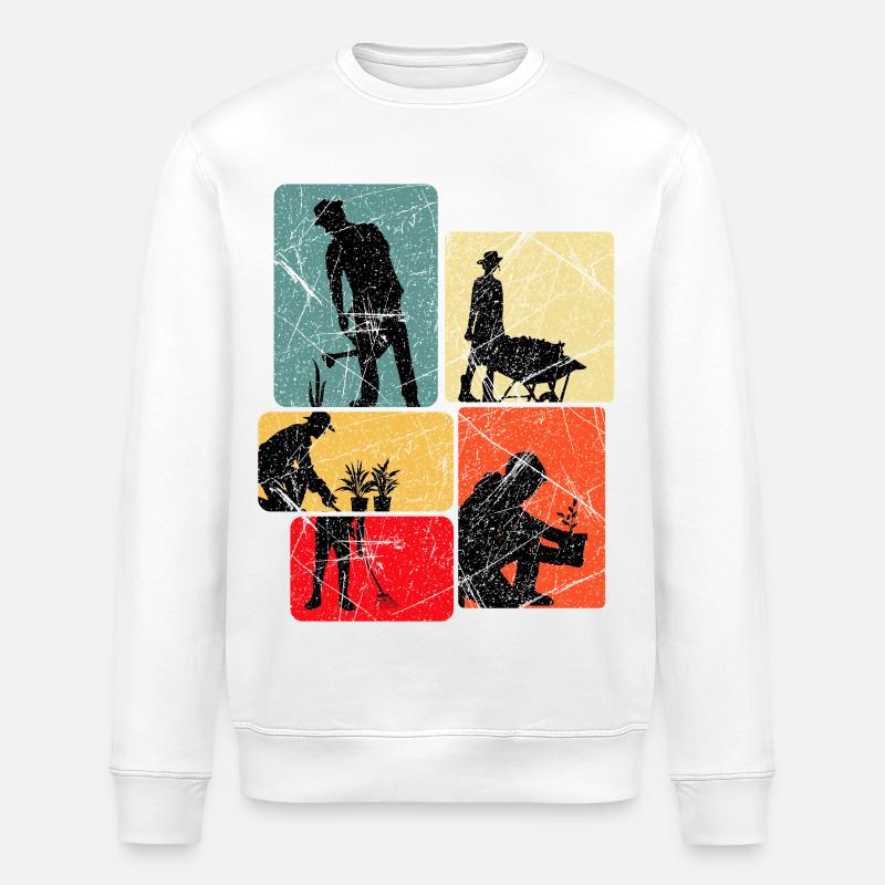 Gartenarbeit in bunten Blockflächen - Stanley/Stella Unisex Bio-Sweatshirt ROLLER - Weiß