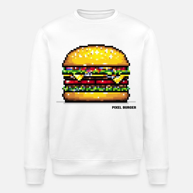 Pixel Hamburger - Stanley/Stella ROLLER Unisex Organic Sweatshirt - white