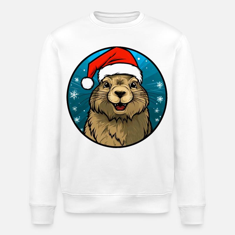 Weihnachtsmann Murmeltier - Stanley/Stella Unisex Bio-Sweatshirt ROLLER - Weiß