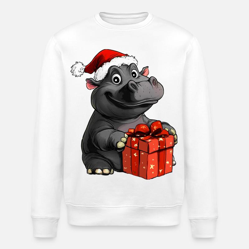Nilpferde Weihnachten - Stanley/Stella Unisex Bio-Sweatshirt ROLLER - Weiß