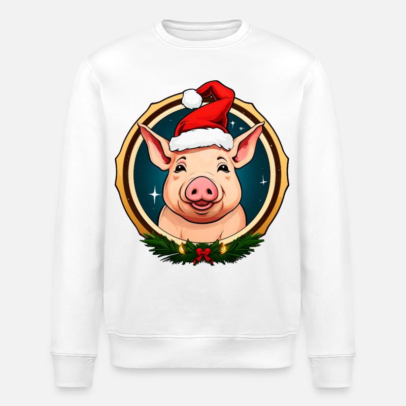 Weihnachten Schweine - Stanley/Stella Unisex Bio-Sweatshirt ROLLER - Weiß