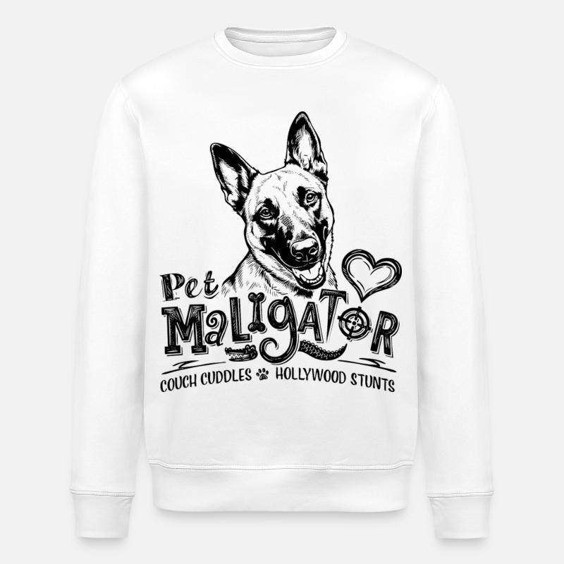 Belgischer Malinois – Haustier-Maligator - Stanley/Stella Unisex Bio-Sweatshirt ROLLER - Weiß