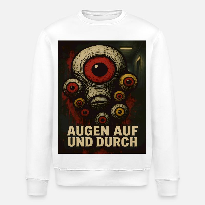 Augen Auf Und Durch Monster - Stanley/Stella Unisex Bio-Sweatshirt ROLLER - Weiß