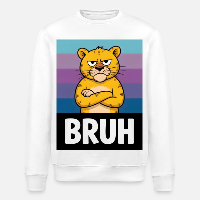 Grummel Katze BRUH - Sweat bio ROLLER Stanley/Stella Unisexe - blanc