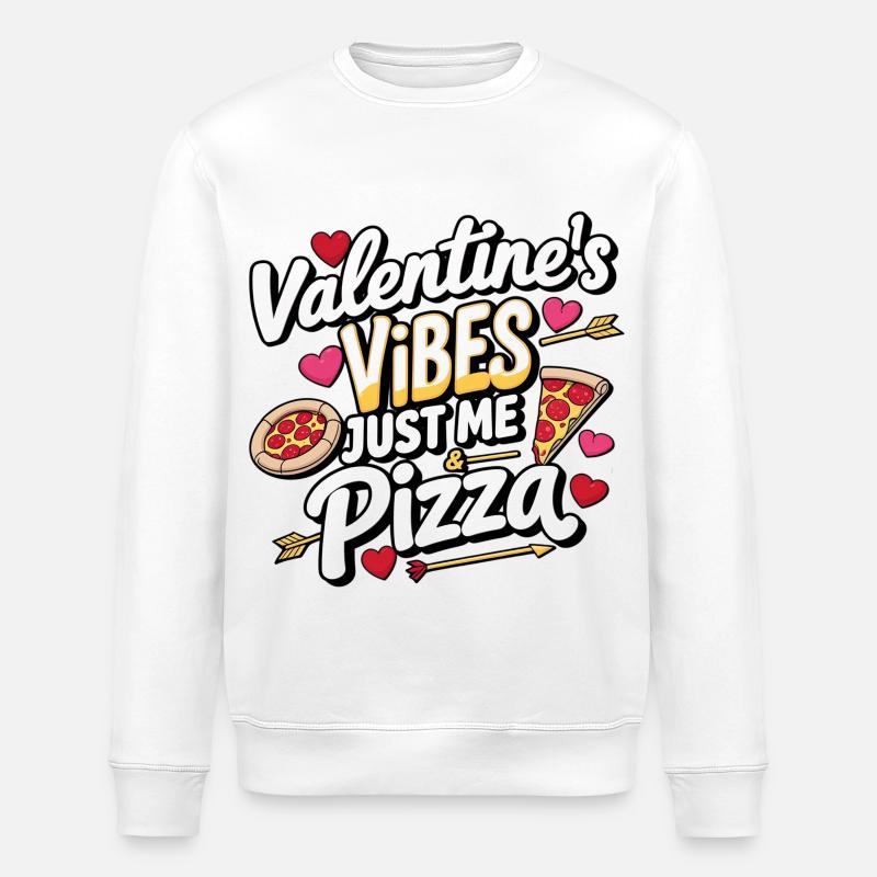 Love de la Saint-Valentin Pizza Vibrations - Sweat bio ROLLER Stanley/Stella Unisexe - blanc