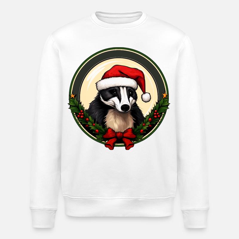 Dachse Weihnachten - Stanley/Stella Unisex Bio-Sweatshirt ROLLER - Weiß